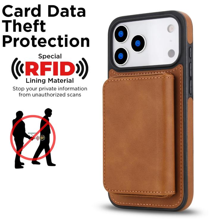 For iPhone 17 Pro Max Retro Faux Leather Detachable Magnetic Wallet Bag RFID Blocking Phone Case