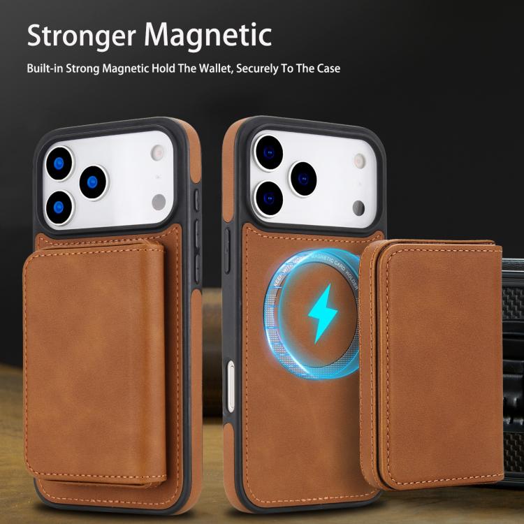 For iPhone 17 Pro Max Retro Faux Leather Detachable Magnetic Wallet Bag RFID Blocking Phone Case