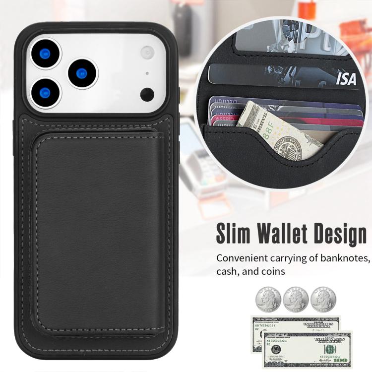 For iPhone 17 Pro Retro Faux Leather Detachable Magnetic Wallet Bag RFID Blocking Phone Case