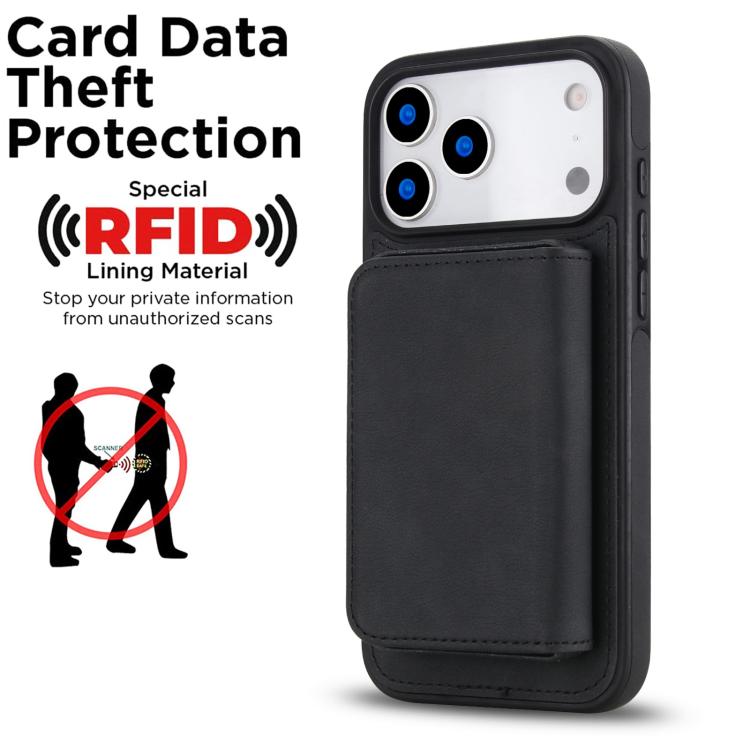 For iPhone 17 Pro Retro Faux Leather Detachable Magnetic Wallet Bag RFID Blocking Phone Case