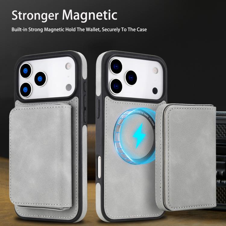 For iPhone 17 Pro Retro Faux Leather Detachable Magnetic Wallet Bag RFID Blocking Phone Case
