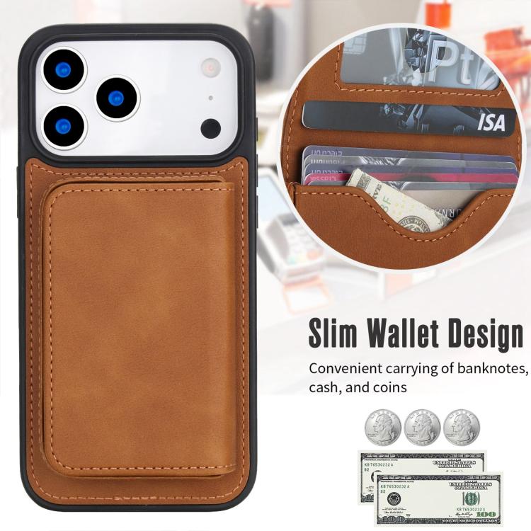 For iPhone 17 Pro Retro Faux Leather Detachable Magnetic Wallet Bag RFID Blocking Phone Case