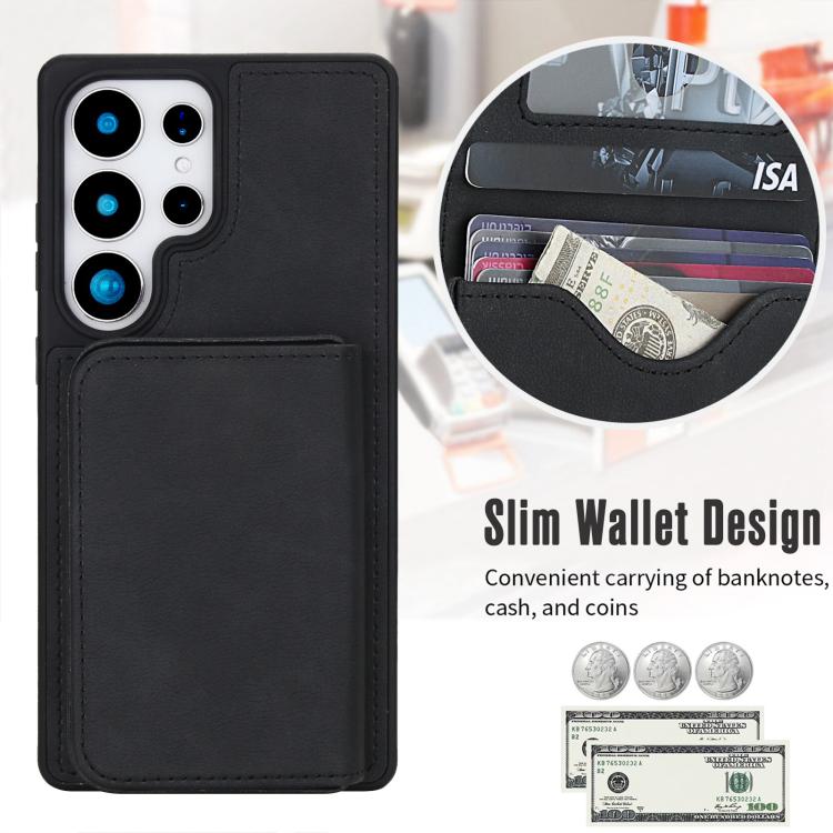 For Samsung Galaxy S25 Ultra 5G Retro Faux Leather Detachable Magnetic Wallet Bag RFID Blocking Phone Case