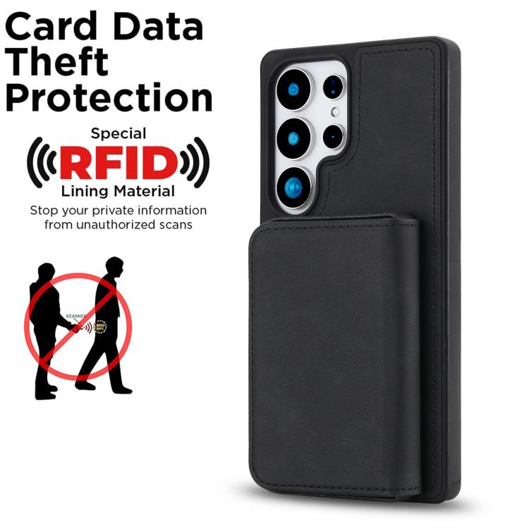 For Samsung Galaxy S25 Ultra 5G Retro Faux Leather Detachable Magnetic Wallet Bag RFID Blocking Phone Case