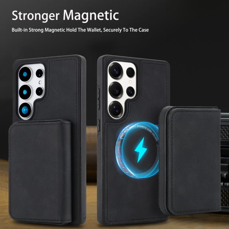 For Samsung Galaxy S25 Ultra 5G Retro Faux Leather Detachable Magnetic Wallet Bag RFID Blocking Phone Case