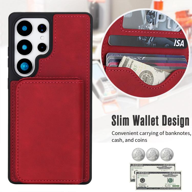 For Samsung Galaxy S25 Ultra 5G Retro Faux Leather Detachable Magnetic Wallet Bag RFID Blocking Phone Case