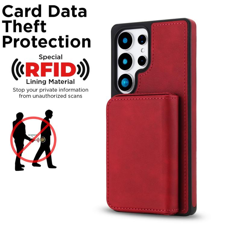 For Samsung Galaxy S25 Ultra 5G Retro Faux Leather Detachable Magnetic Wallet Bag RFID Blocking Phone Case