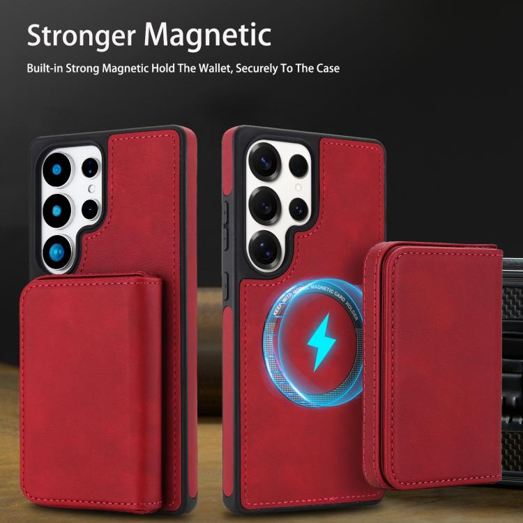 For Samsung Galaxy S25 Ultra 5G Retro Faux Leather Detachable Magnetic Wallet Bag RFID Blocking Phone Case