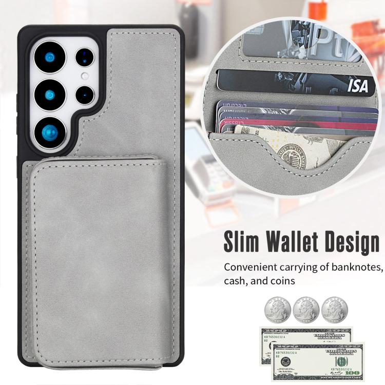 For Samsung Galaxy S25 Ultra 5G Retro Faux Leather Detachable Magnetic Wallet Bag RFID Blocking Phone Case