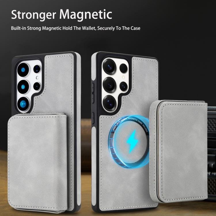 For Samsung Galaxy S25 Ultra 5G Retro Faux Leather Detachable Magnetic Wallet Bag RFID Blocking Phone Case