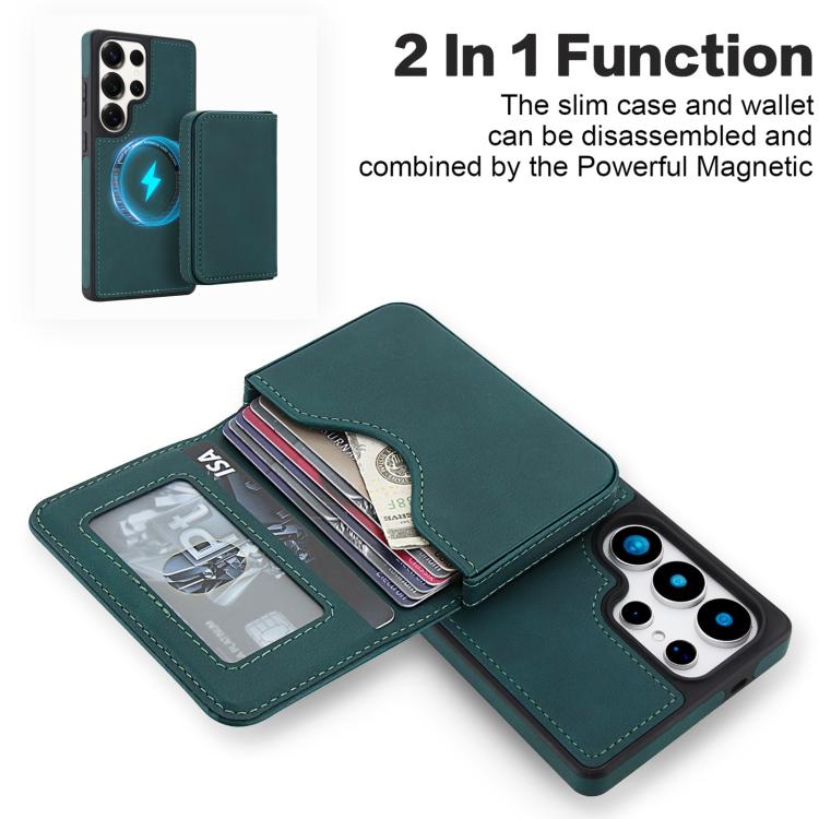 For Samsung Galaxy S25 Ultra 5G Retro Faux Leather Detachable Magnetic Wallet Bag RFID Blocking Phone Case