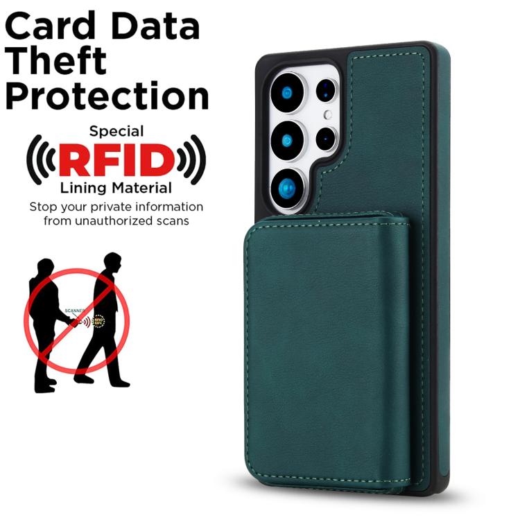 For Samsung Galaxy S25 Ultra 5G Retro Faux Leather Detachable Magnetic Wallet Bag RFID Blocking Phone Case