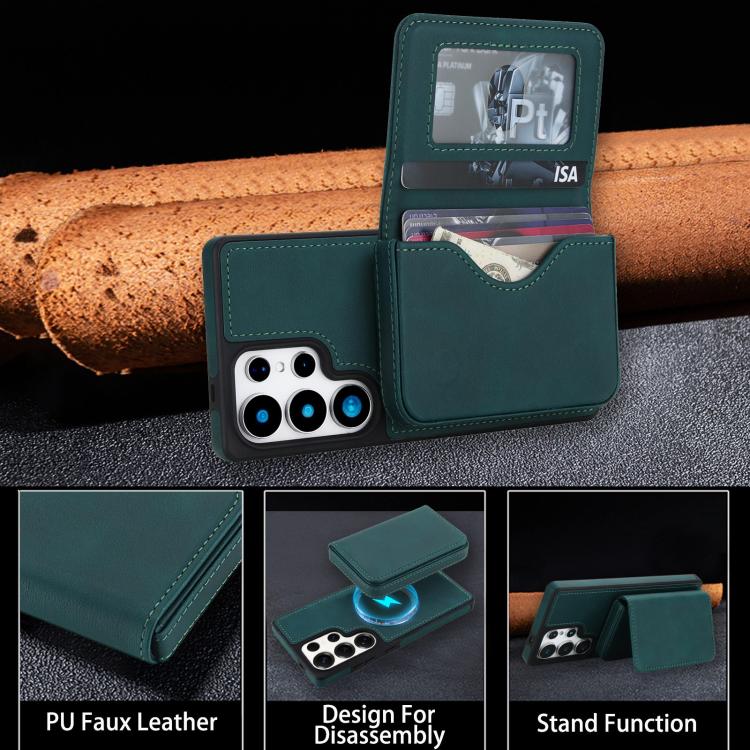 For Samsung Galaxy S25 Ultra 5G Retro Faux Leather Detachable Magnetic Wallet Bag RFID Blocking Phone Case