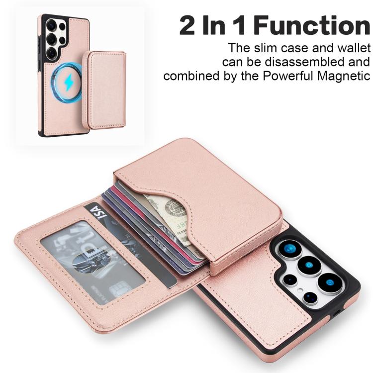 For Samsung Galaxy S25 Ultra 5G Retro Faux Leather Detachable Magnetic Wallet Bag RFID Blocking Phone Case
