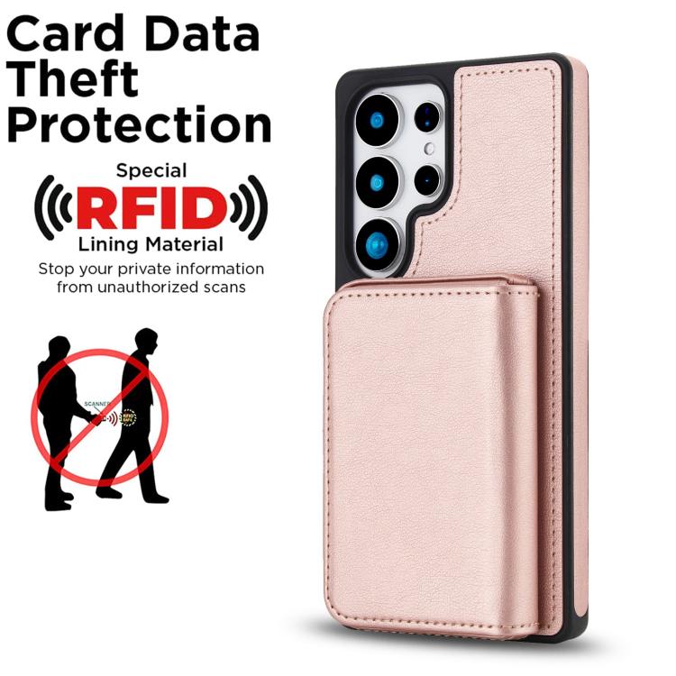 For Samsung Galaxy S25 Ultra 5G Retro Faux Leather Detachable Magnetic Wallet Bag RFID Blocking Phone Case
