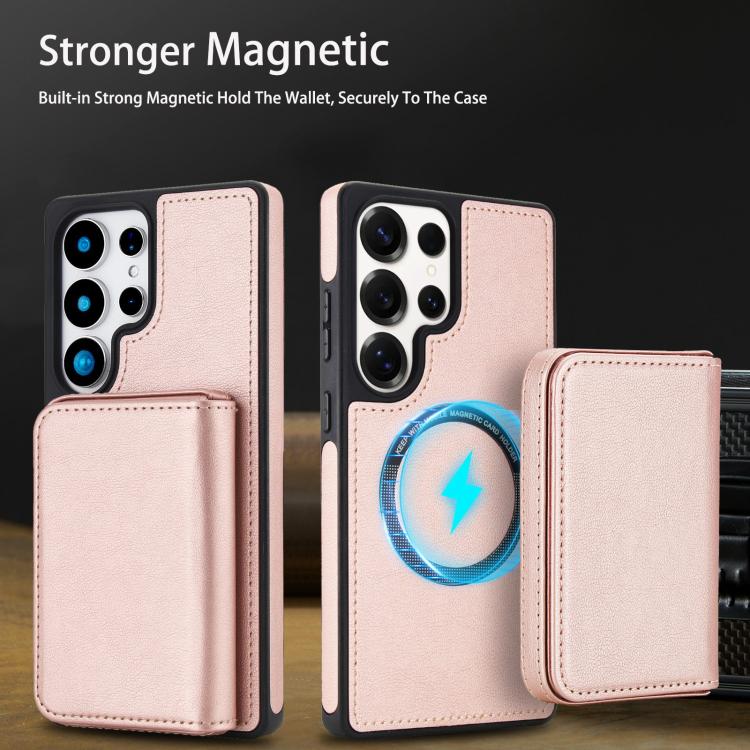 For Samsung Galaxy S25 Ultra 5G Retro Faux Leather Detachable Magnetic Wallet Bag RFID Blocking Phone Case