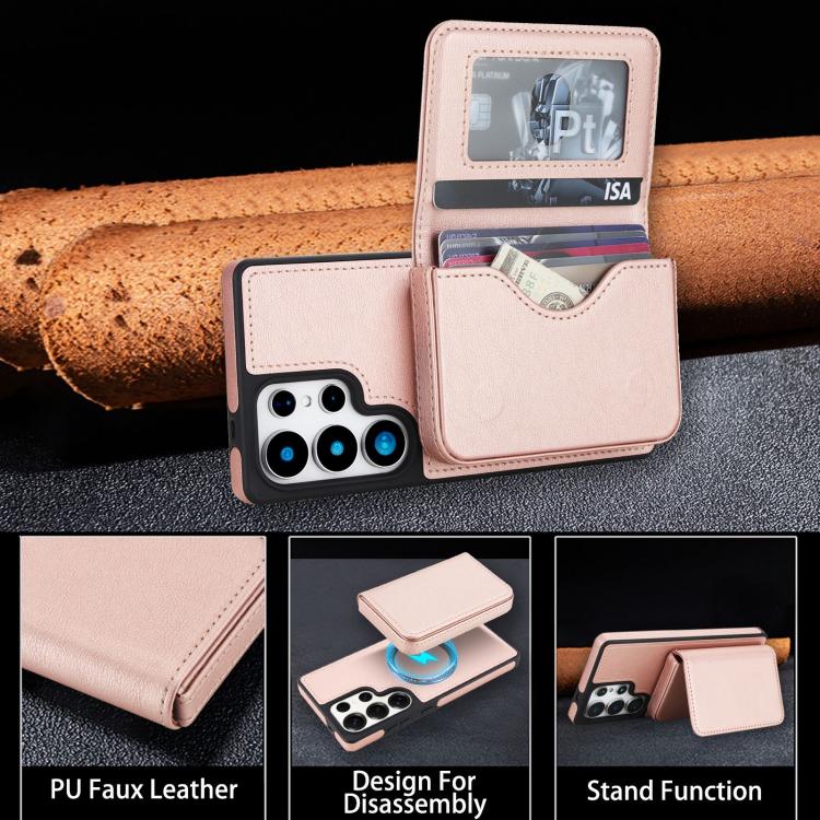 For Samsung Galaxy S25 Ultra 5G Retro Faux Leather Detachable Magnetic Wallet Bag RFID Blocking Phone Case