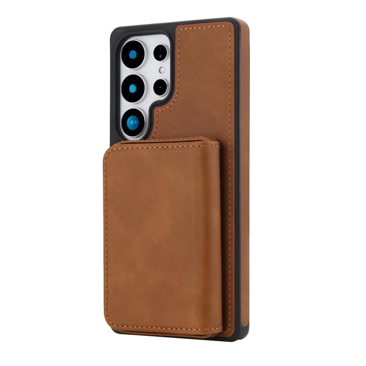 For Samsung Galaxy S25 Ultra 5G Retro Faux Leather Detachable Magnetic Wallet Bag RFID Blocking Phone Case