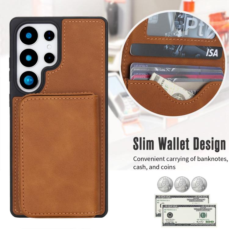 For Samsung Galaxy S25 Ultra 5G Retro Faux Leather Detachable Magnetic Wallet Bag RFID Blocking Phone Case