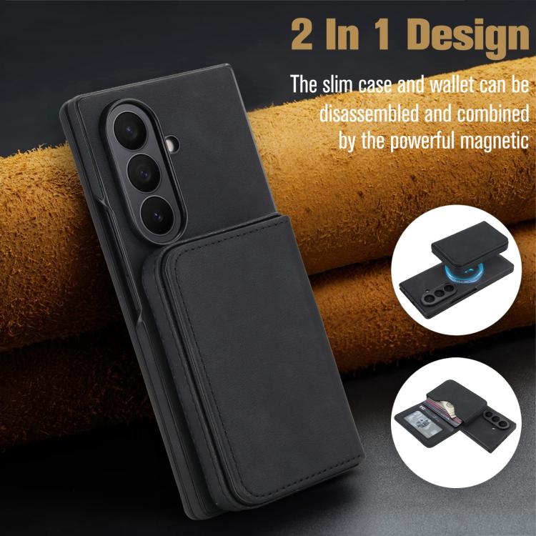 For Samsung Galaxy Z Fold7 5G Retro Faux Leather Detachable Magnetic Wallet Bag RFID Blocking Phone Case