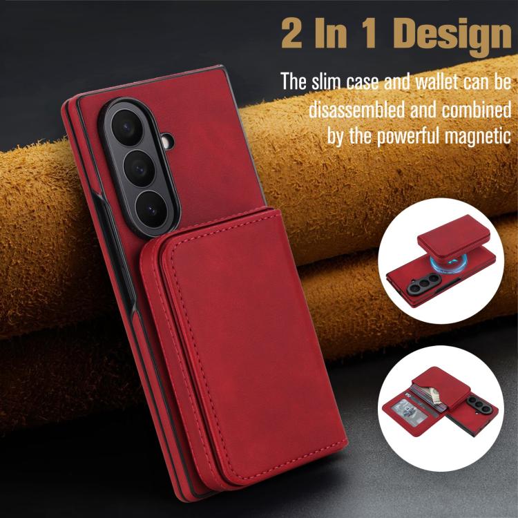 For Samsung Galaxy Z Fold7 5G Retro Faux Leather Detachable Magnetic Wallet Bag RFID Blocking Phone Case