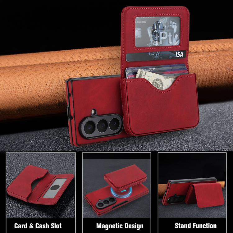 For Samsung Galaxy Z Fold7 5G Retro Faux Leather Detachable Magnetic Wallet Bag RFID Blocking Phone Case