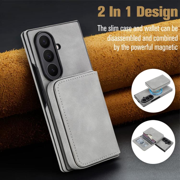 For Samsung Galaxy Z Fold7 5G Retro Faux Leather Detachable Magnetic Wallet Bag RFID Blocking Phone Case