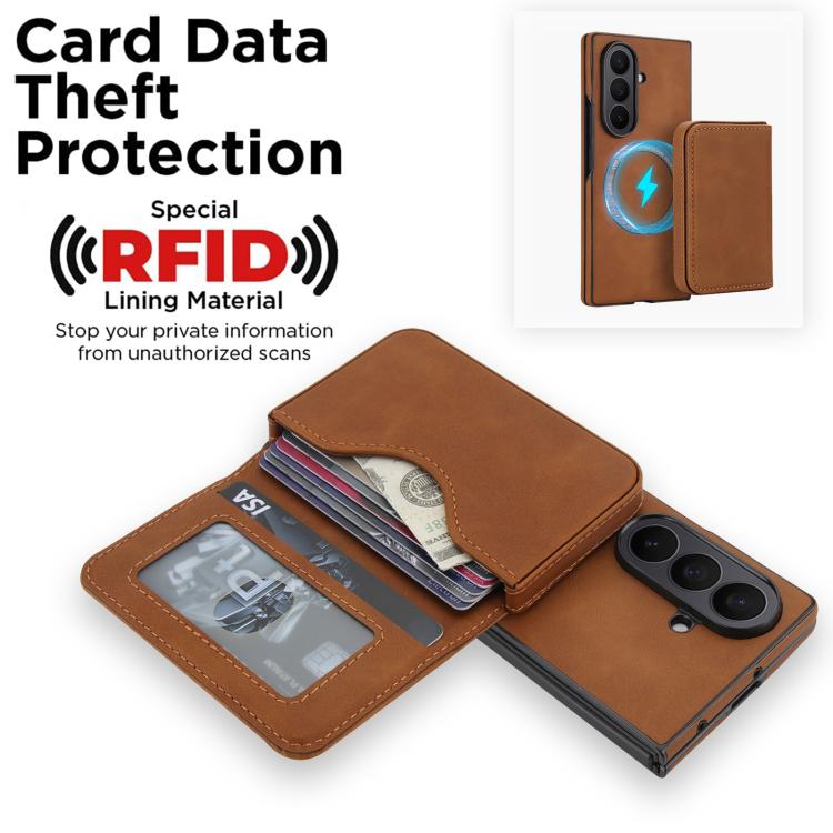 For Samsung Galaxy Z Fold7 5G Retro Faux Leather Detachable Magnetic Wallet Bag RFID Blocking Phone Case