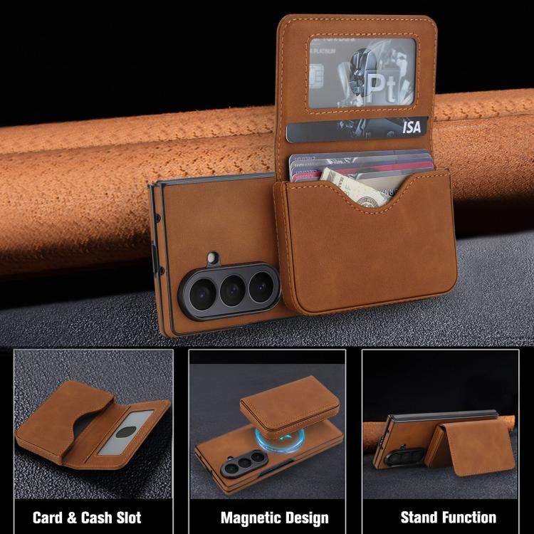 For Samsung Galaxy Z Fold7 5G Retro Faux Leather Detachable Magnetic Wallet Bag RFID Blocking Phone Case
