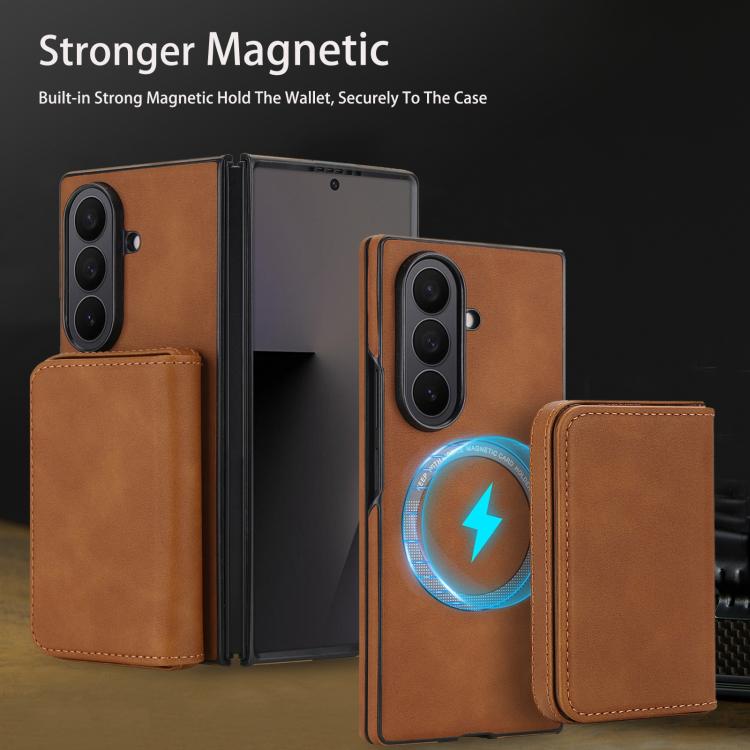 For Samsung Galaxy Z Fold7 5G Retro Faux Leather Detachable Magnetic Wallet Bag RFID Blocking Phone Case