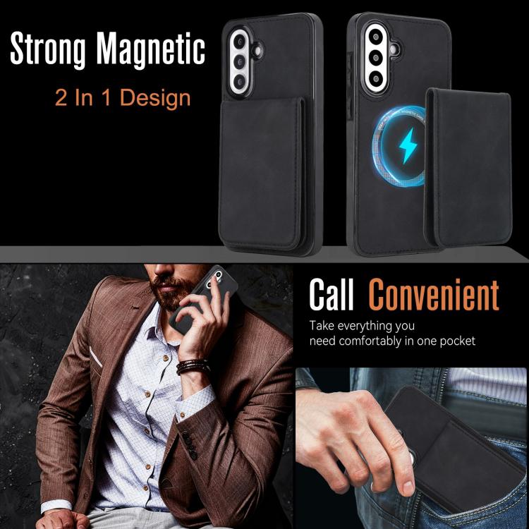 For Samsung Galaxy A36 5G YM030 Retro Faux Leather Magnetic Detachable Wallet Phone Case