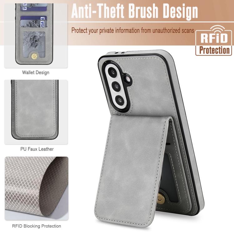 For Samsung Galaxy A36 5G YM030 Retro Faux Leather Magnetic Detachable Wallet Phone Case