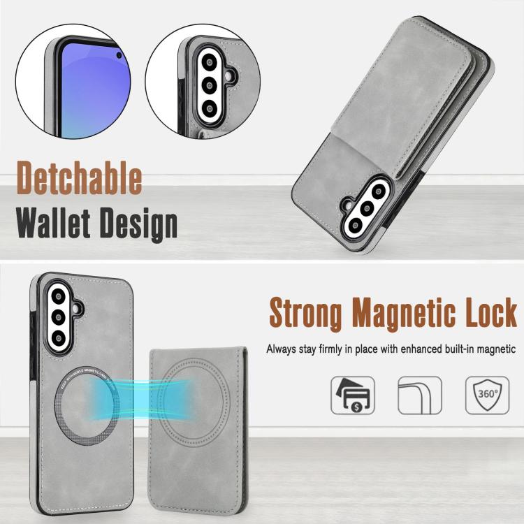 For Samsung Galaxy A36 5G YM030 Retro Faux Leather Magnetic Detachable Wallet Phone Case