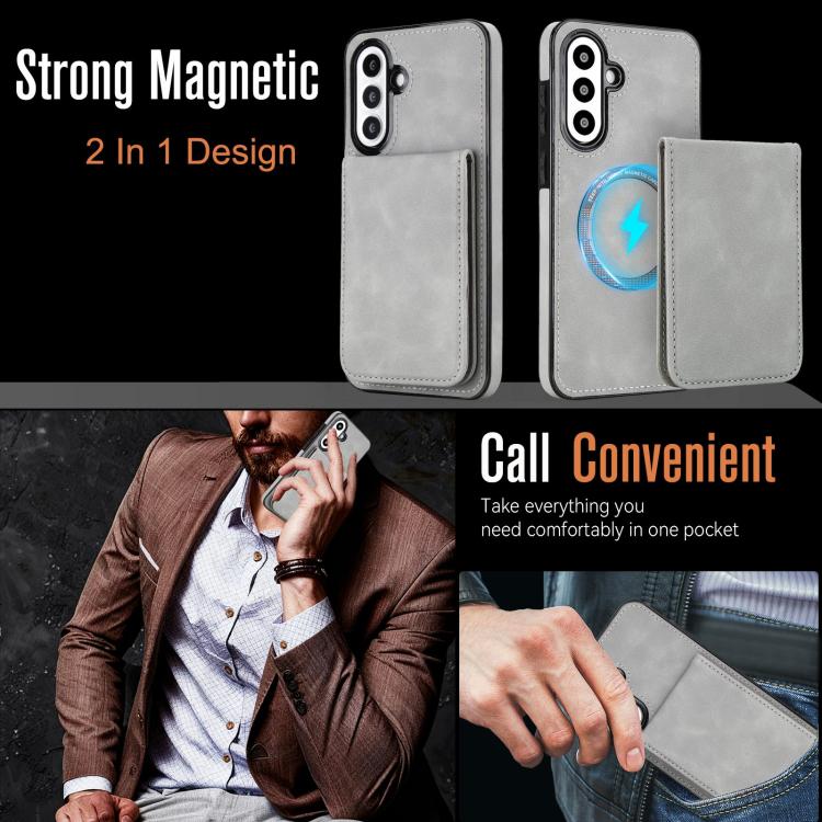 For Samsung Galaxy A36 5G YM030 Retro Faux Leather Magnetic Detachable Wallet Phone Case