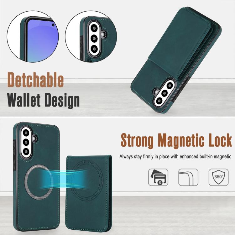 For Samsung Galaxy A36 5G YM030 Retro Faux Leather Magnetic Detachable Wallet Phone Case