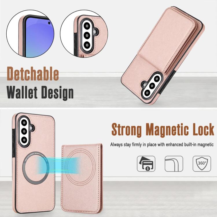For Samsung Galaxy A36 5G YM030 Retro Faux Leather Magnetic Detachable Wallet Phone Case