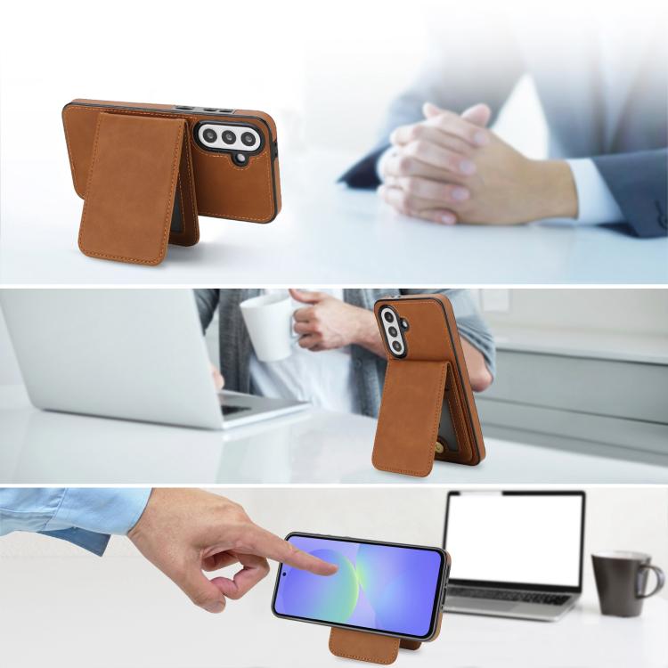 For Samsung Galaxy A36 5G YM030 Retro Faux Leather Magnetic Detachable Wallet Phone Case