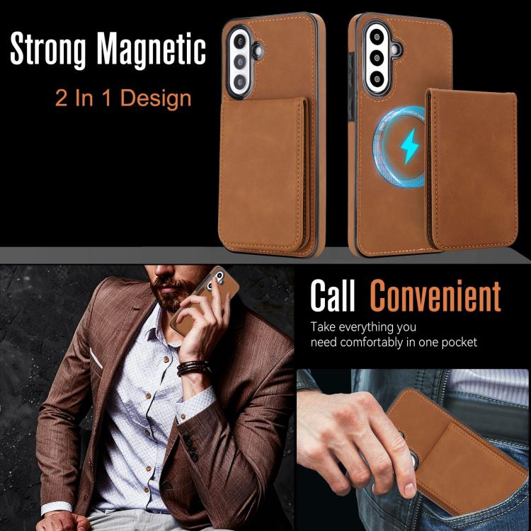For Samsung Galaxy A36 5G YM030 Retro Faux Leather Magnetic Detachable Wallet Phone Case