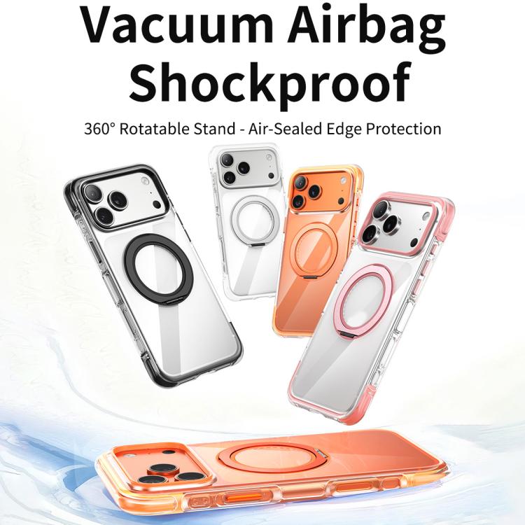 For iPhone 17 Pro Vacuum Airbag TPU + Acrylic 360 Rotating Bracket Magnetic Shockproof Phone Case