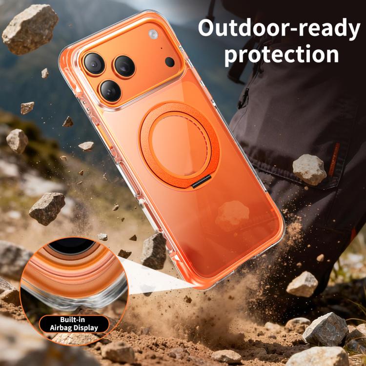 For iPhone 17 Pro Vacuum Airbag TPU + Acrylic 360 Rotating Bracket Magnetic Shockproof Phone Case