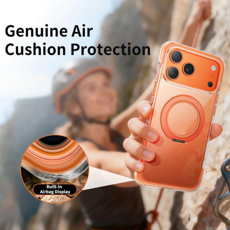 For iPhone 17 Pro Vacuum Airbag TPU + Acrylic 360 Rotating Bracket Magnetic Shockproof Phone Case