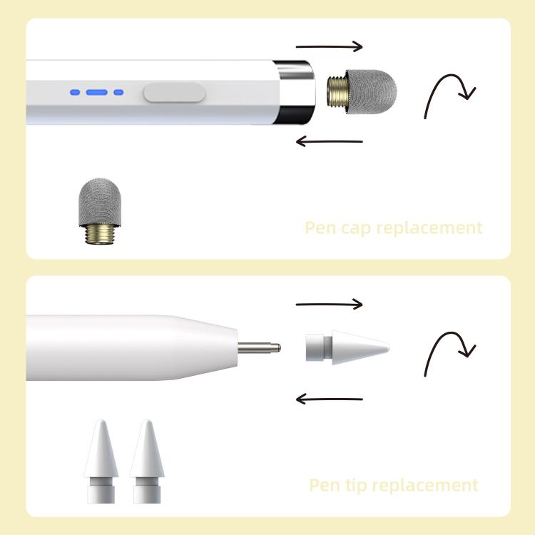 DP02 Type-C Rechargeable Magnetic Stylus with 2 Replacement Nibs - White