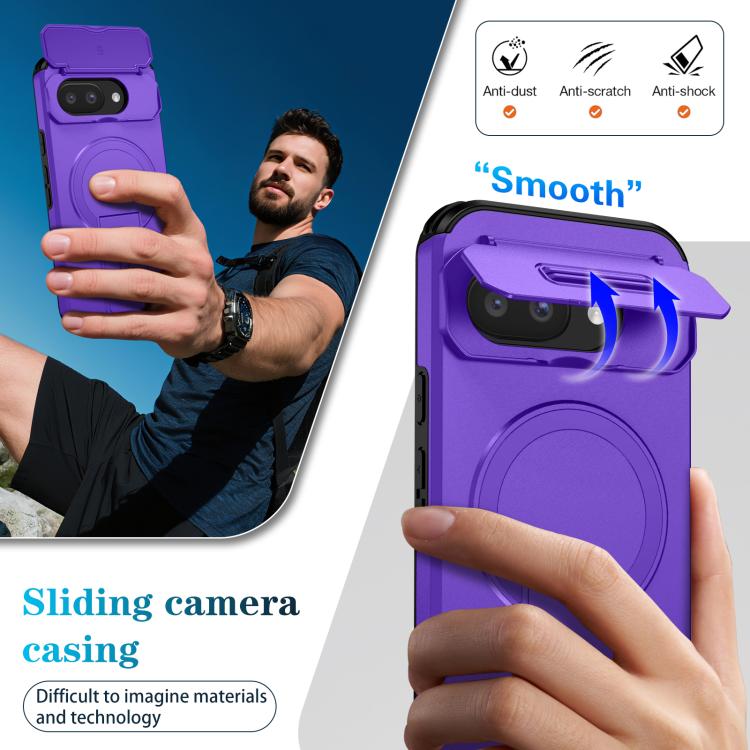 For Google Pixel 9a Sliding Camshield MagSafe Holder Phone Case