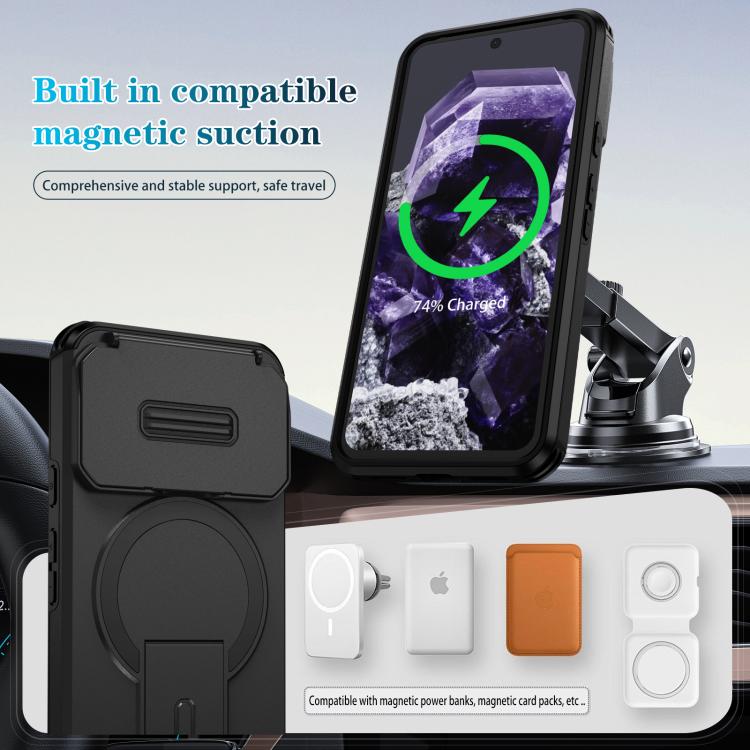 For Google Pixel 8 Sliding Camshield MagSafe Holder Phone Case