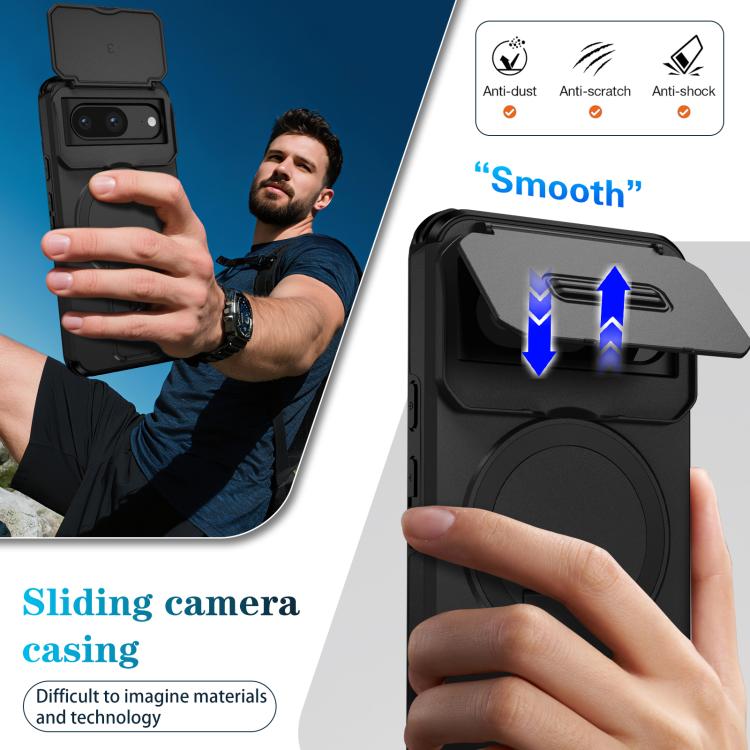 For Google Pixel 8 Sliding Camshield MagSafe Holder Phone Case