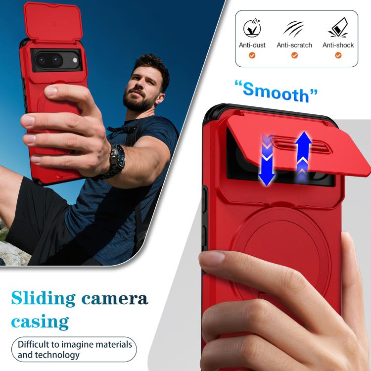 For Google Pixel 8 Sliding Camshield MagSafe Holder Phone Case