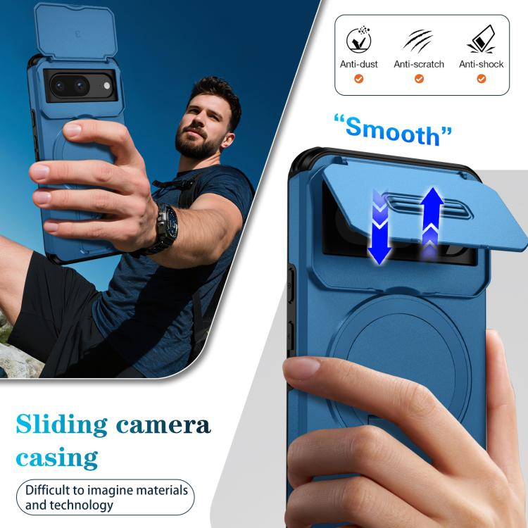 For Google Pixel 8 Sliding Camshield MagSafe Holder Phone Case