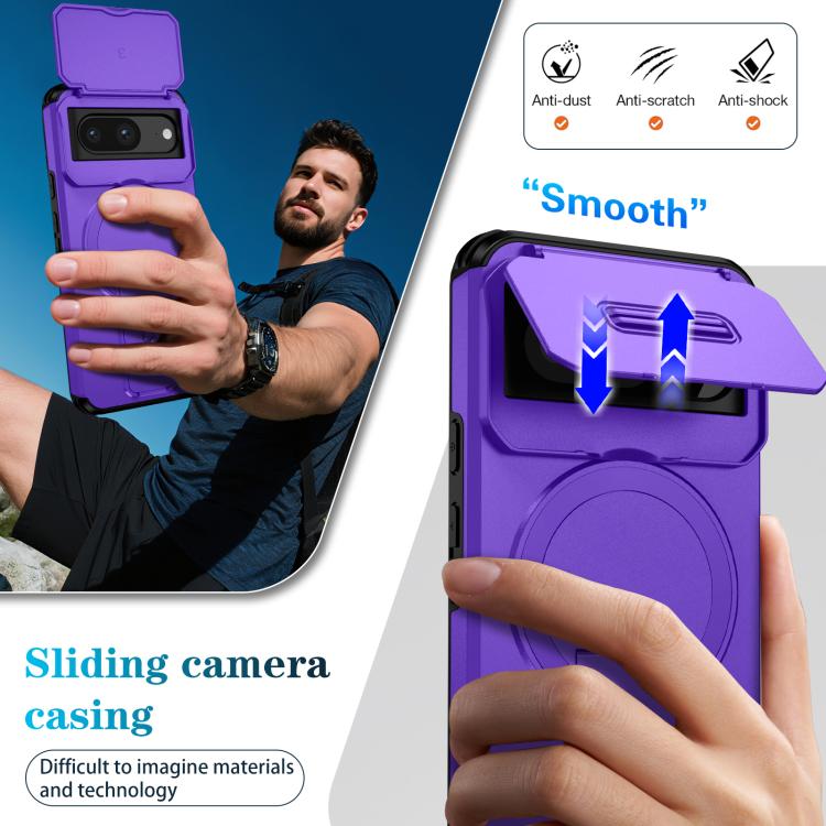 For Google Pixel 8 Sliding Camshield MagSafe Holder Phone Case