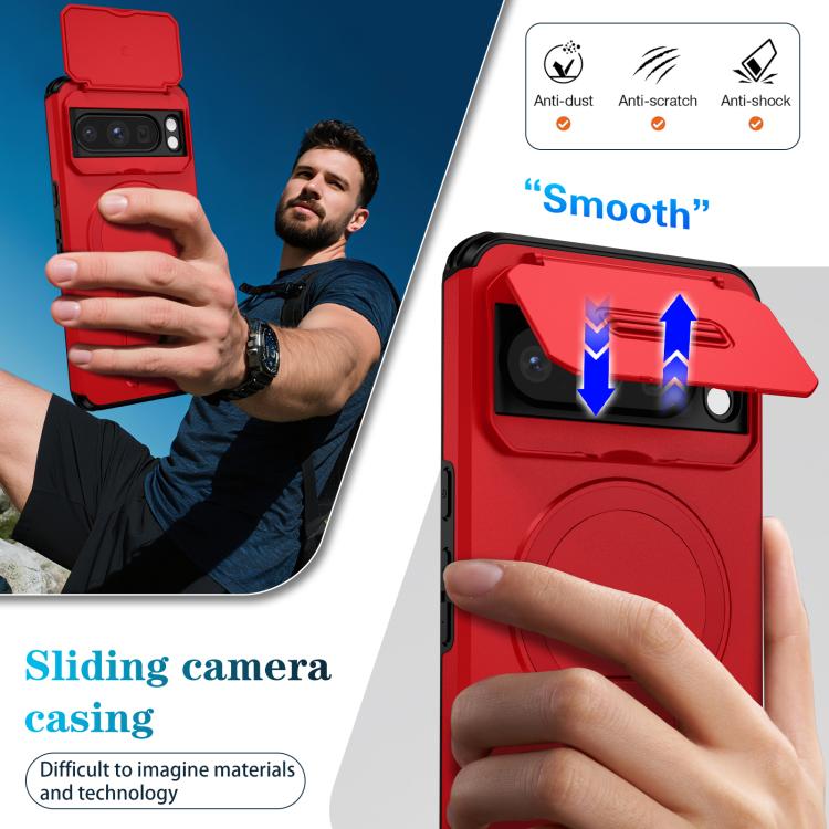 For Google Pixel 8 Pro Sliding Camshield MagSafe Holder Phone Case