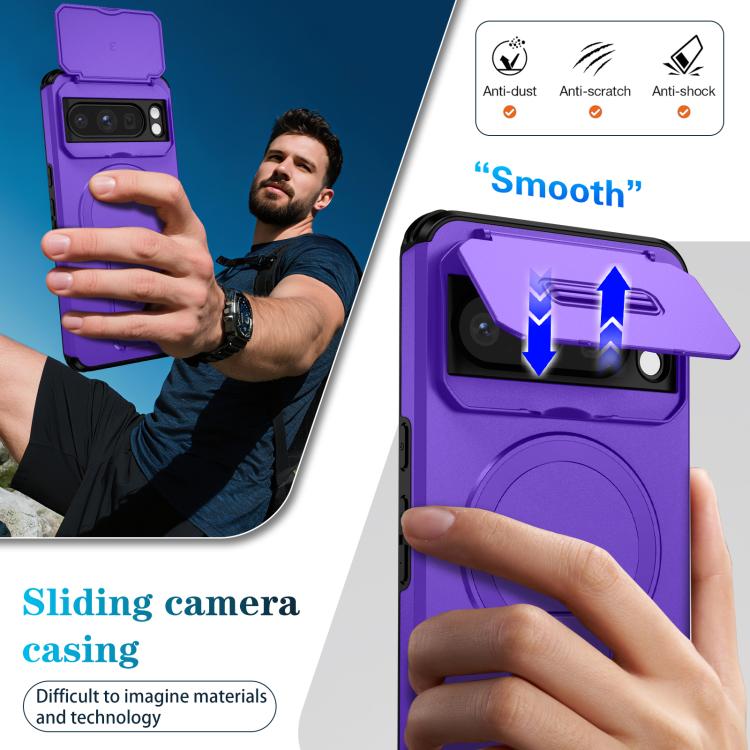 For Google Pixel 8 Pro Sliding Camshield MagSafe Holder Phone Case